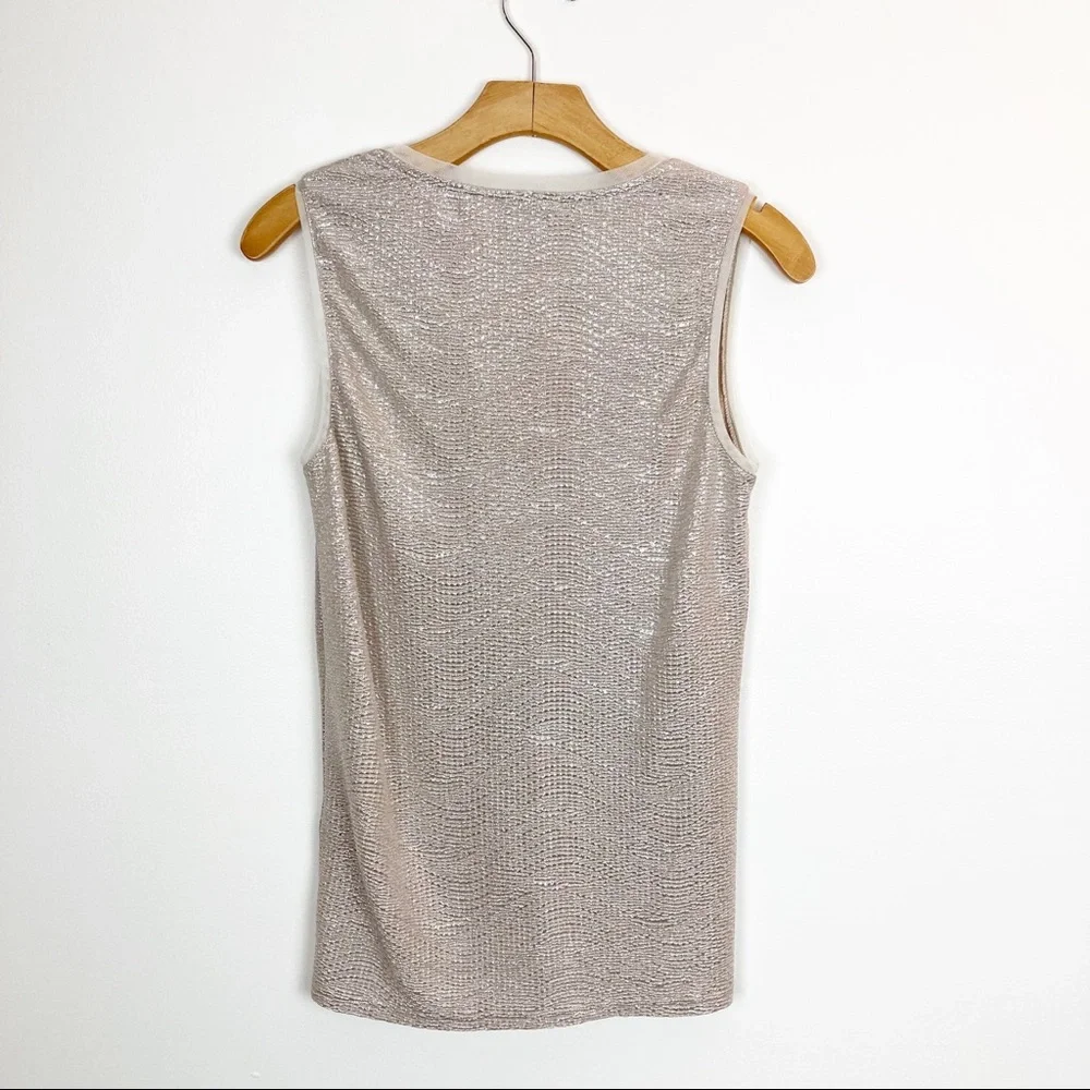 REISS Ona Metallic V-neck Sleeveless Top Size XS
